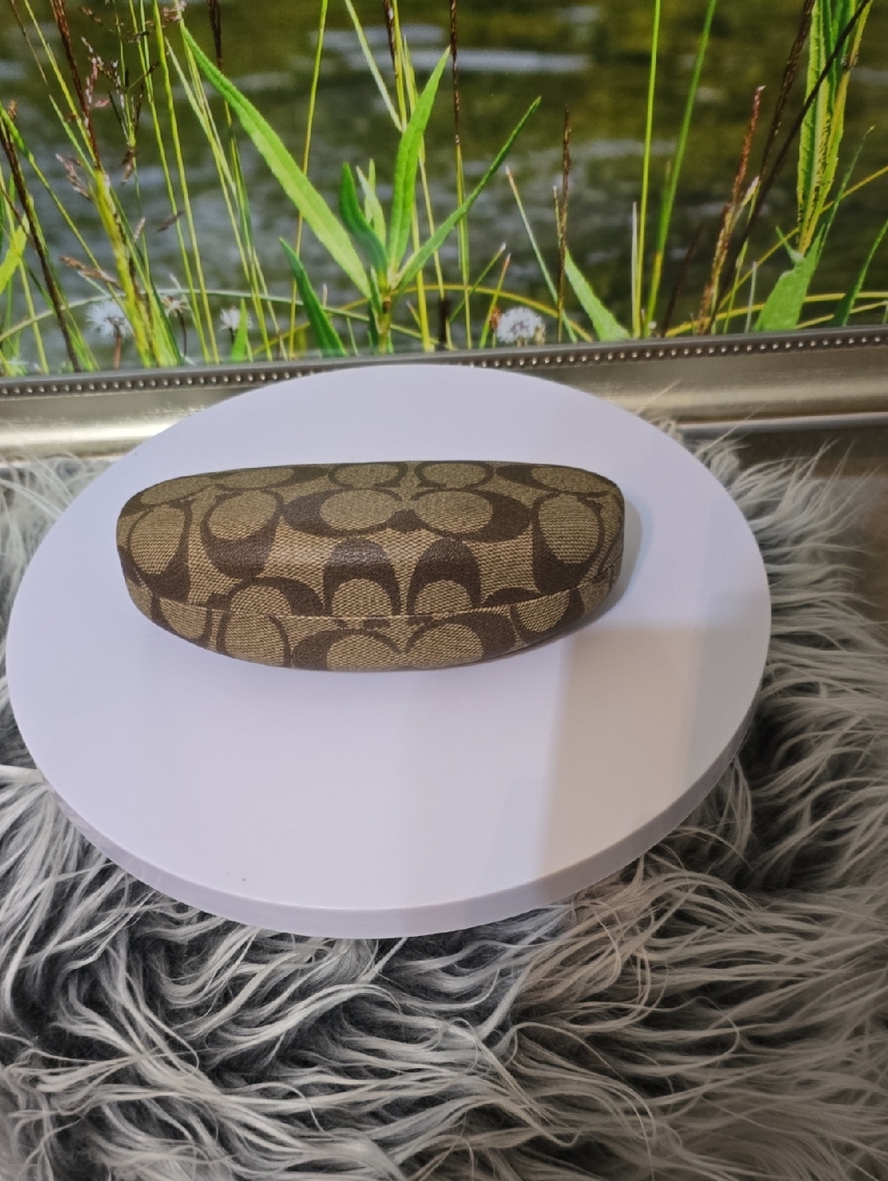 Coach Signature Canvas Eyeglass Case Brown Tan Hard Shell Sunglasses Case - Picture 4 of 10